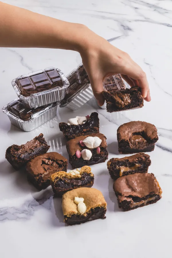 Fotografia de produto de brownies para a Lille Confeitaria